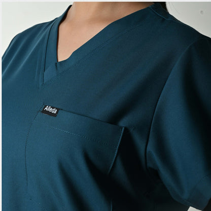 Women UltraFlex 4 Way Stretch 3 Pocket V Neck Scrub Top - Teal