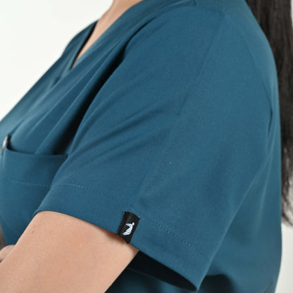 Women UltraFlex 4 Way Stretch 3 Pocket V Neck Scrub Top - Teal