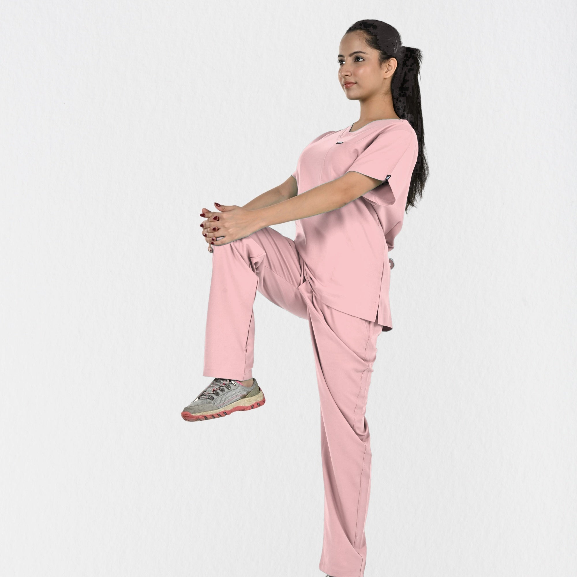 Women UltraFlex 4 Way Stretch 5 Pocket Scrub Bottom - Pastel Pink