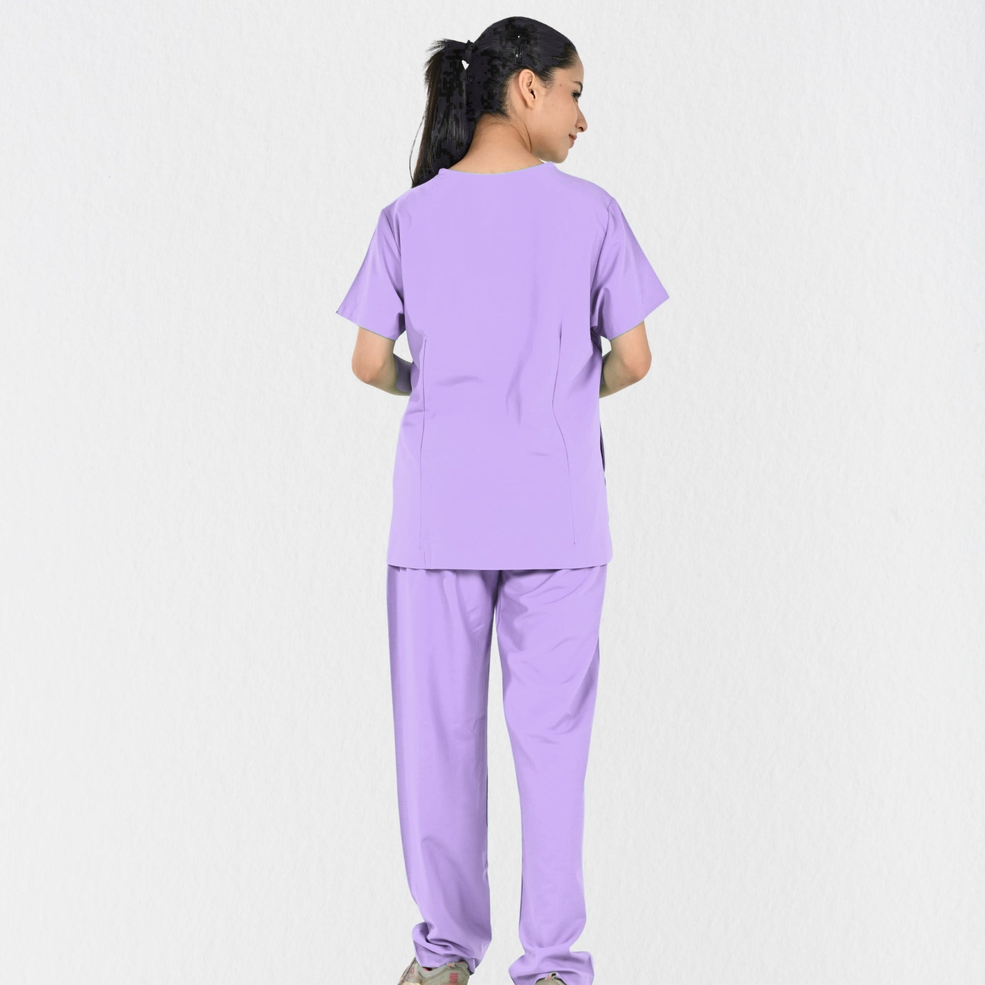 Women UltraFlex 4 Way Stretch 8 Pocket V Neck Scrub Set - Lavender