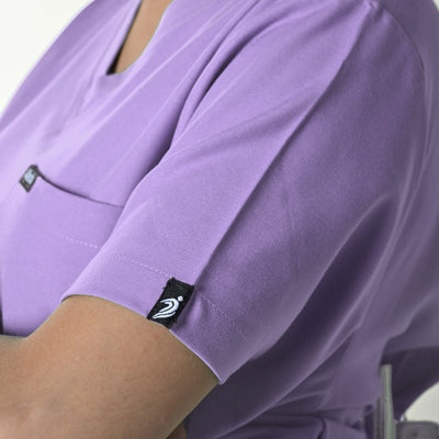 Women UltraFlex 4 Way Stretch 3 Pocket V Neck Scrub Top - Lavender