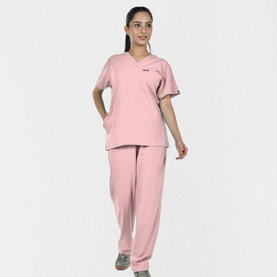Women UltraFlex 4 Way Stretch 5 Pocket Scrub Bottom - Pastel Pink