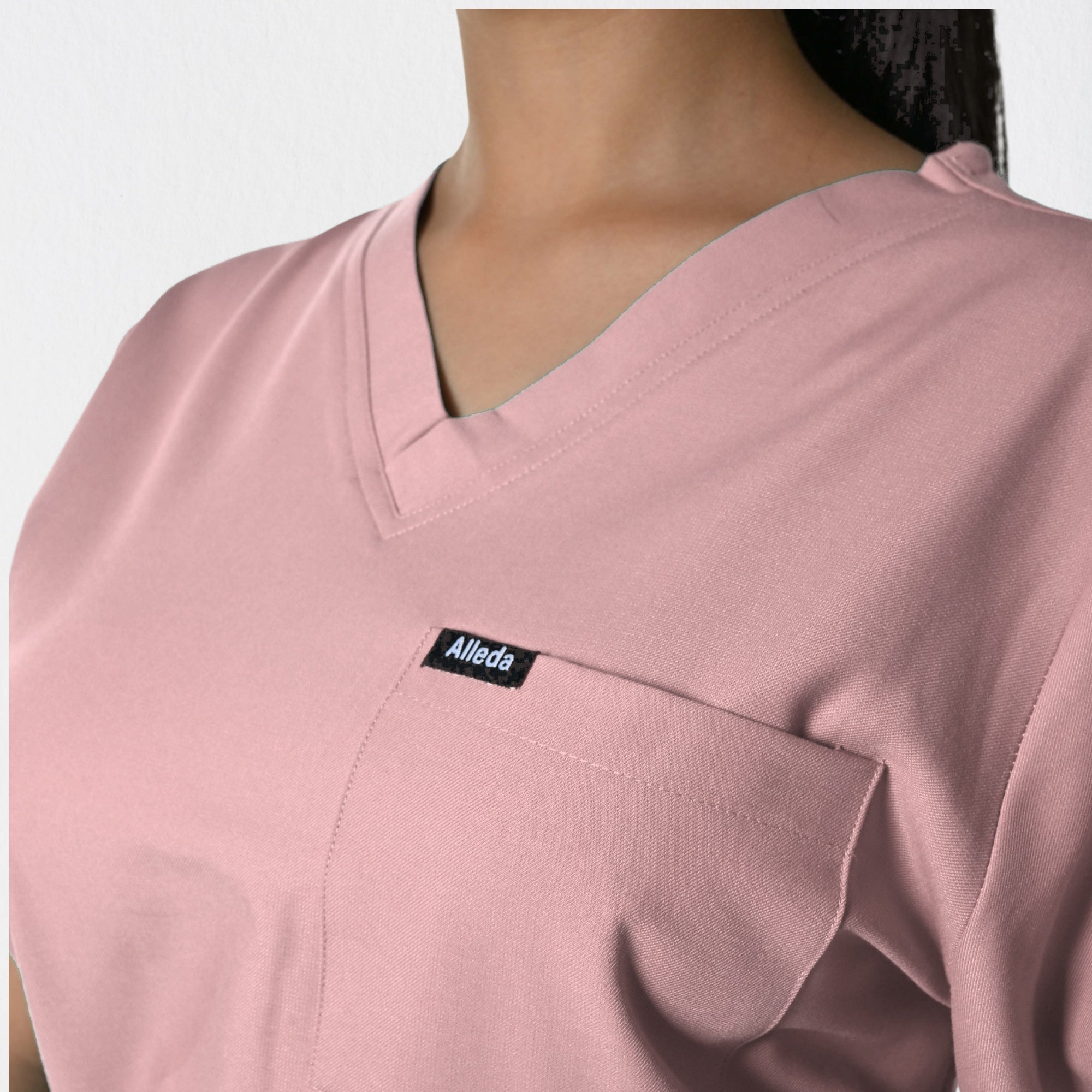 Women UltraFlex 4 Way Stretch 3 Pocket V Neck Scrub Top - Pastel Pink