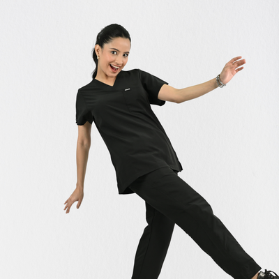 Women PrimaFlex 4 Way Stretch 5 Pocket Scrub Bottom - Black