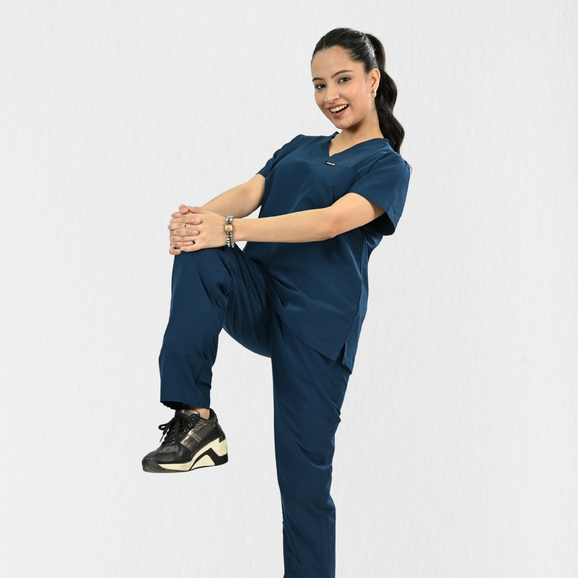 Women PrimaFlex 4 Way Stretch 5 Pocket Scrub Bottom - Crystal Teal