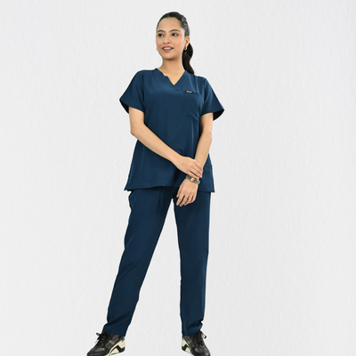 Women PrimaFlex 4 Way Stretch 8 Pocket V Neck Scrub Set - Crystal Teal