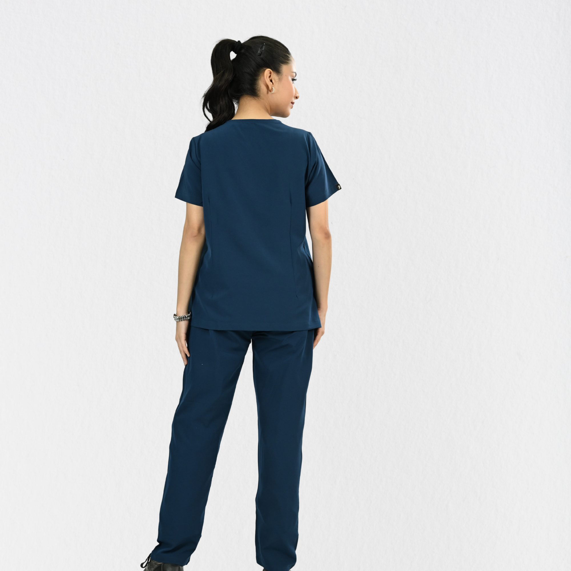 Women PrimaFlex 4 Way Stretch 8 Pocket V Neck Scrub Set - Crystal Teal