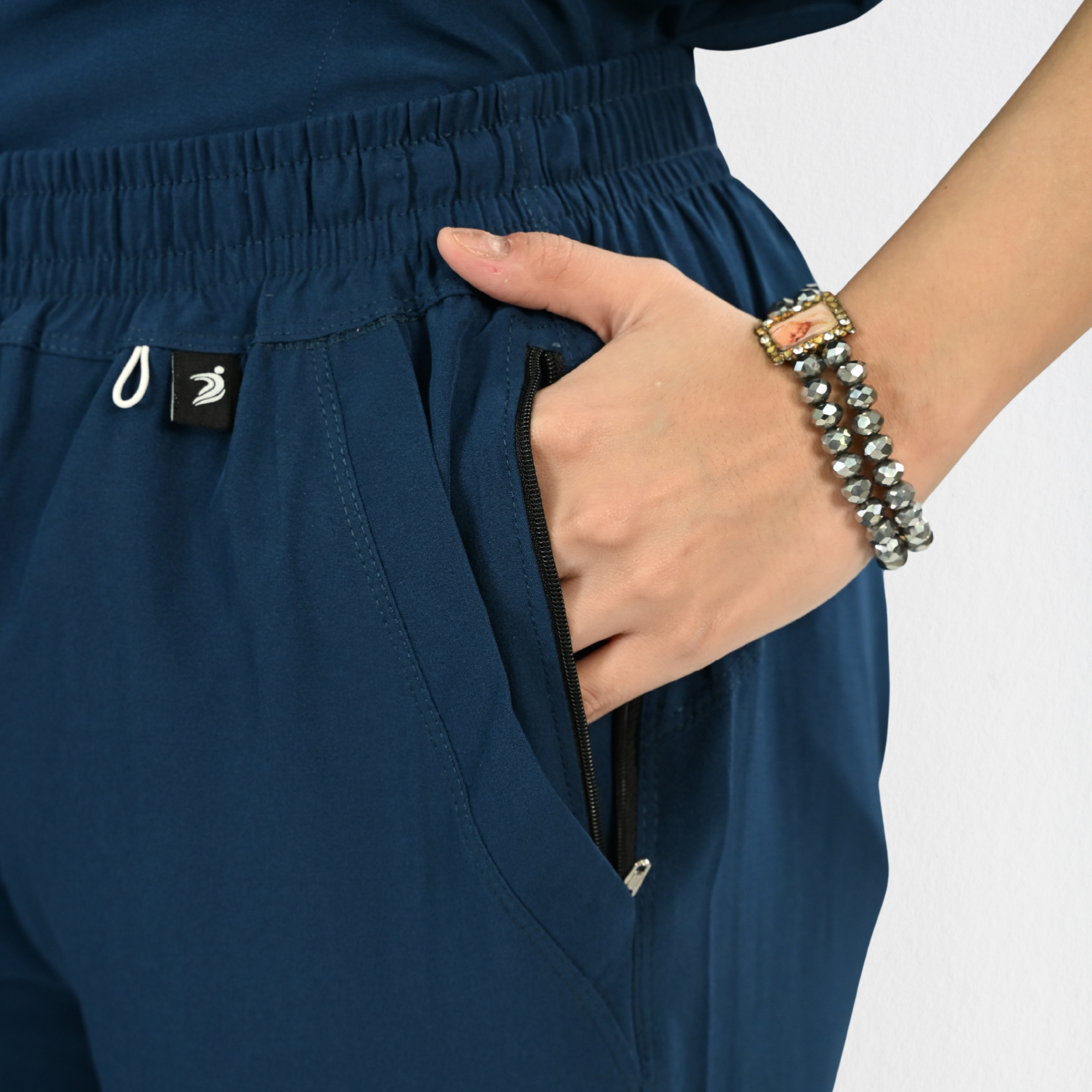 Women PrimaFlex 4 Way Stretch 8 Pocket V Neck Scrub Set - Crystal Teal