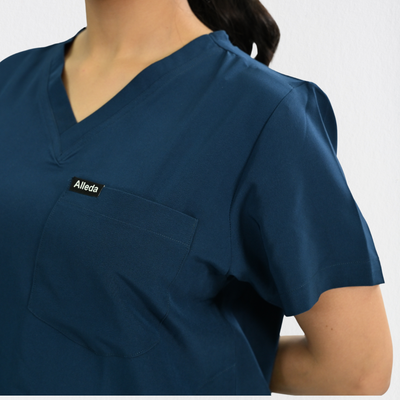 Women PrimaFlex 4 Way Stretch 3 Pocket Scrub Top - Crystal Teal