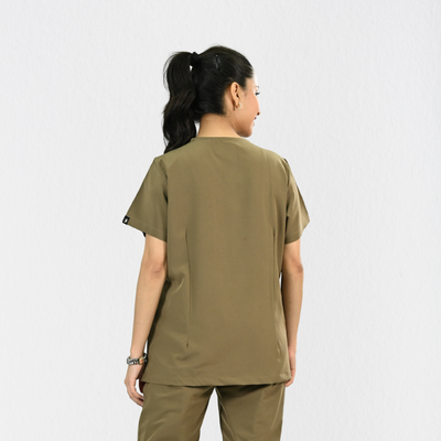 Women PrimaFlex 4 Way Stretch 3 Pocket Scrub Top - Khaki