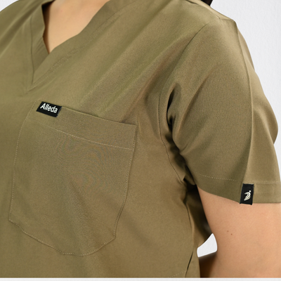 Women PrimaFlex 4 Way Stretch 3 Pocket Scrub Top - Khaki