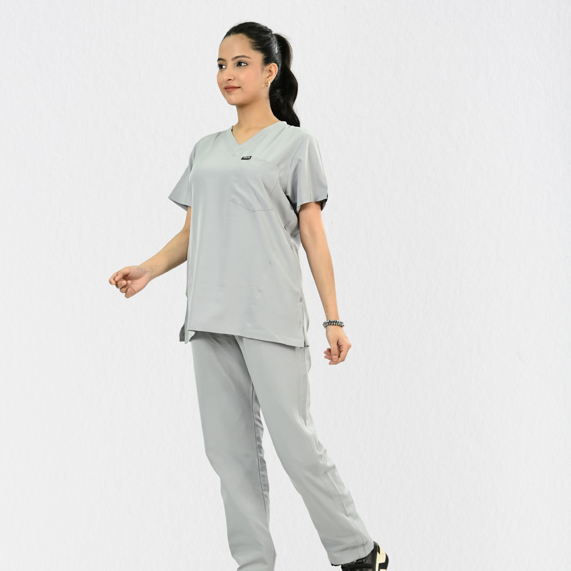 Women PrimaFlex 4 Way Stretch 5 Pocket Scrub Bottom - Light Grey