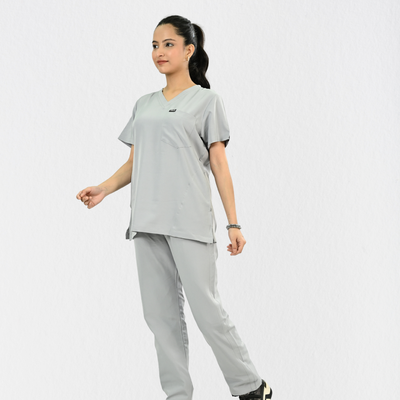 Women PrimaFlex 4 Way Stretch 5 Pocket Scrub Bottom - Light Grey