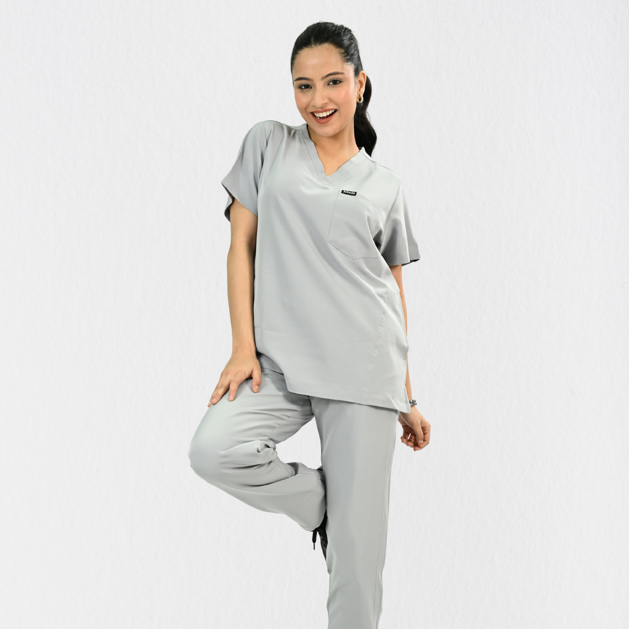 Women PrimaFlex 4 Way Stretch 5 Pocket Scrub Bottom - Light Grey