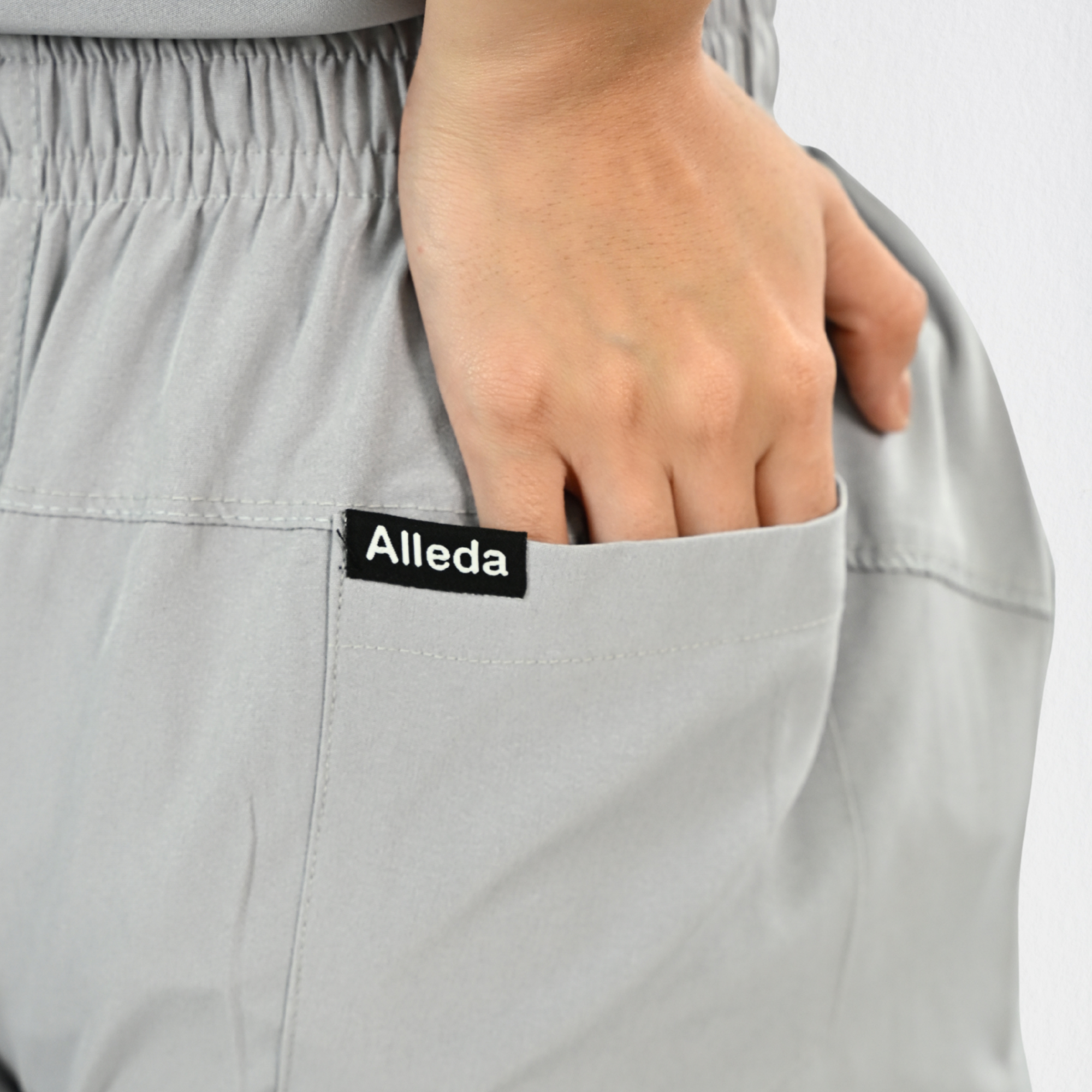 Women PrimaFlex 4 Way Stretch 8 Pocket V Neck Scrub Set - Light Grey