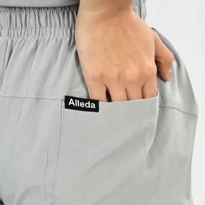 Women PrimaFlex 4 Way Stretch 8 Pocket V Neck Scrub Set - Light Grey