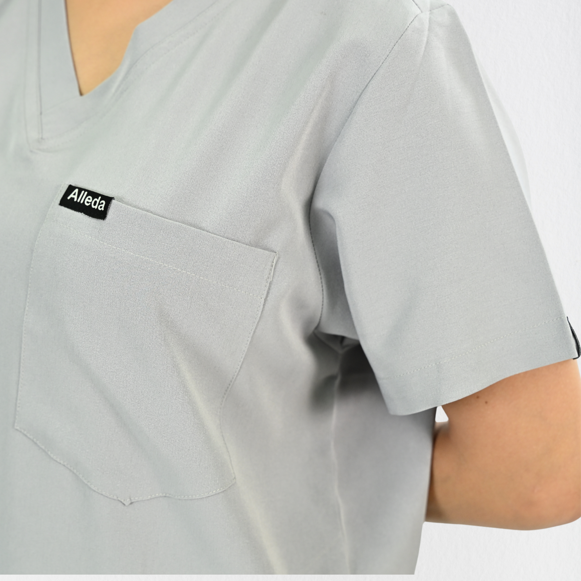 Women PrimaFlex 4 Way Stretch 3 Pocket Scrub Top - Light Grey