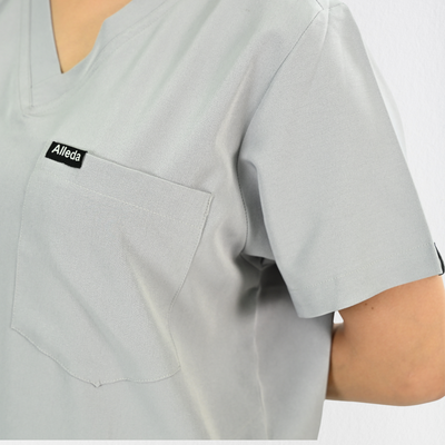 Women PrimaFlex 4 Way Stretch 3 Pocket Scrub Top - Light Grey