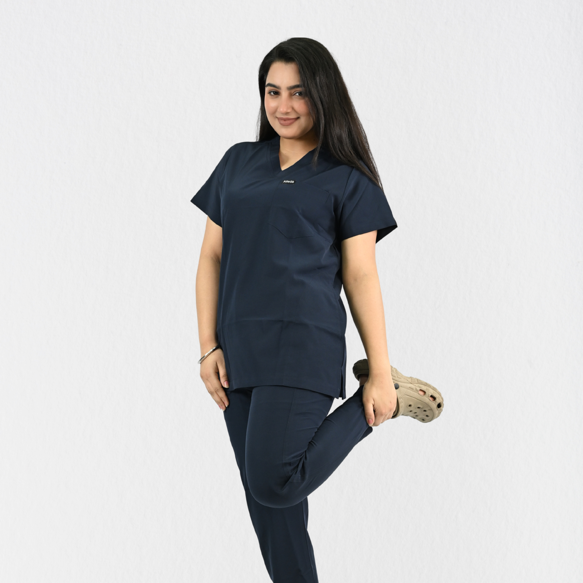 Women PrimaFlex 4 Way Stretch 5 Pocket Scrub Bottom - Navy Blue