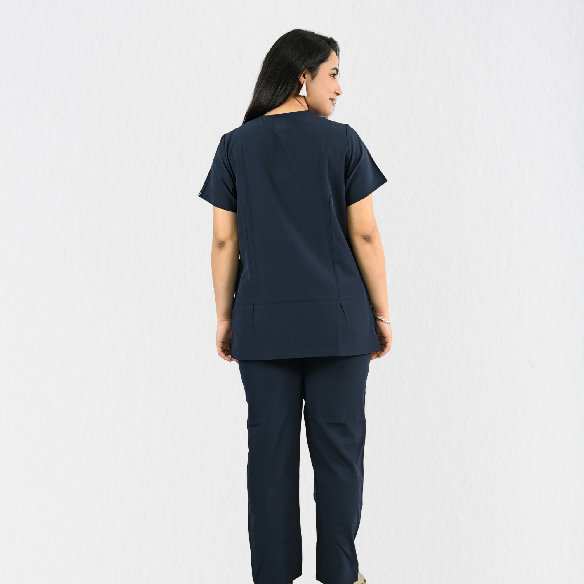 Women PrimaFlex 4 Way Stretch 8 Pocket V Neck Scrub Set - Navy Blue