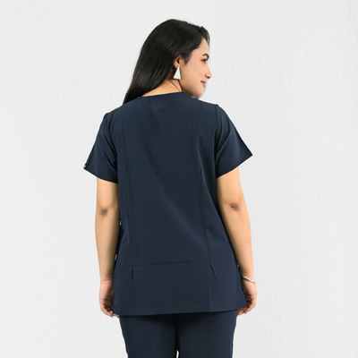 Women PrimaFlex 4 Way Stretch 3 Pocket Scrub Top - Navy Blue