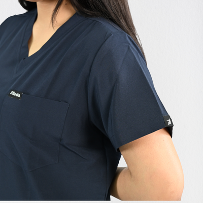 Women PrimaFlex 4 Way Stretch 3 Pocket Scrub Top - Navy Blue