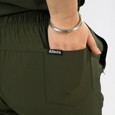 Women PrimaFlex 4 Way Stretch 8 Pocket V Neck Scrub Set - Olive