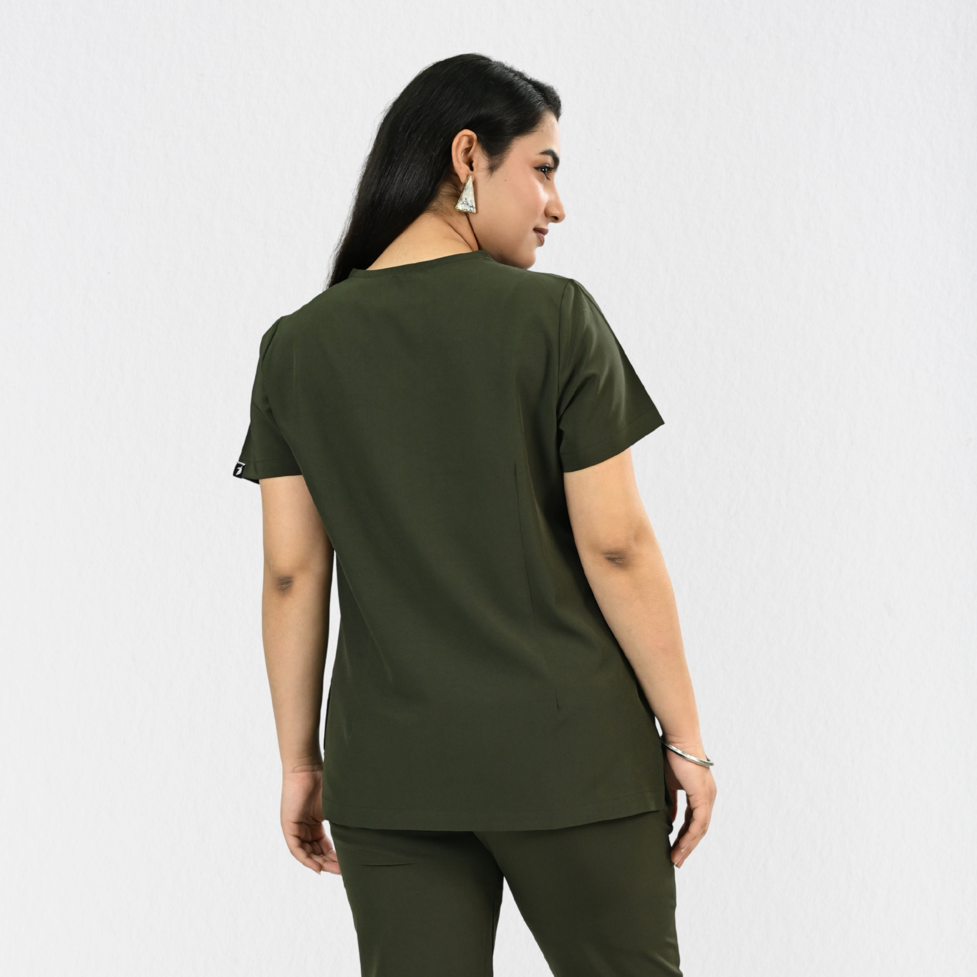 Women PrimaFlex 4 Way Stretch 3 Pocket Scrub Top - Olive
