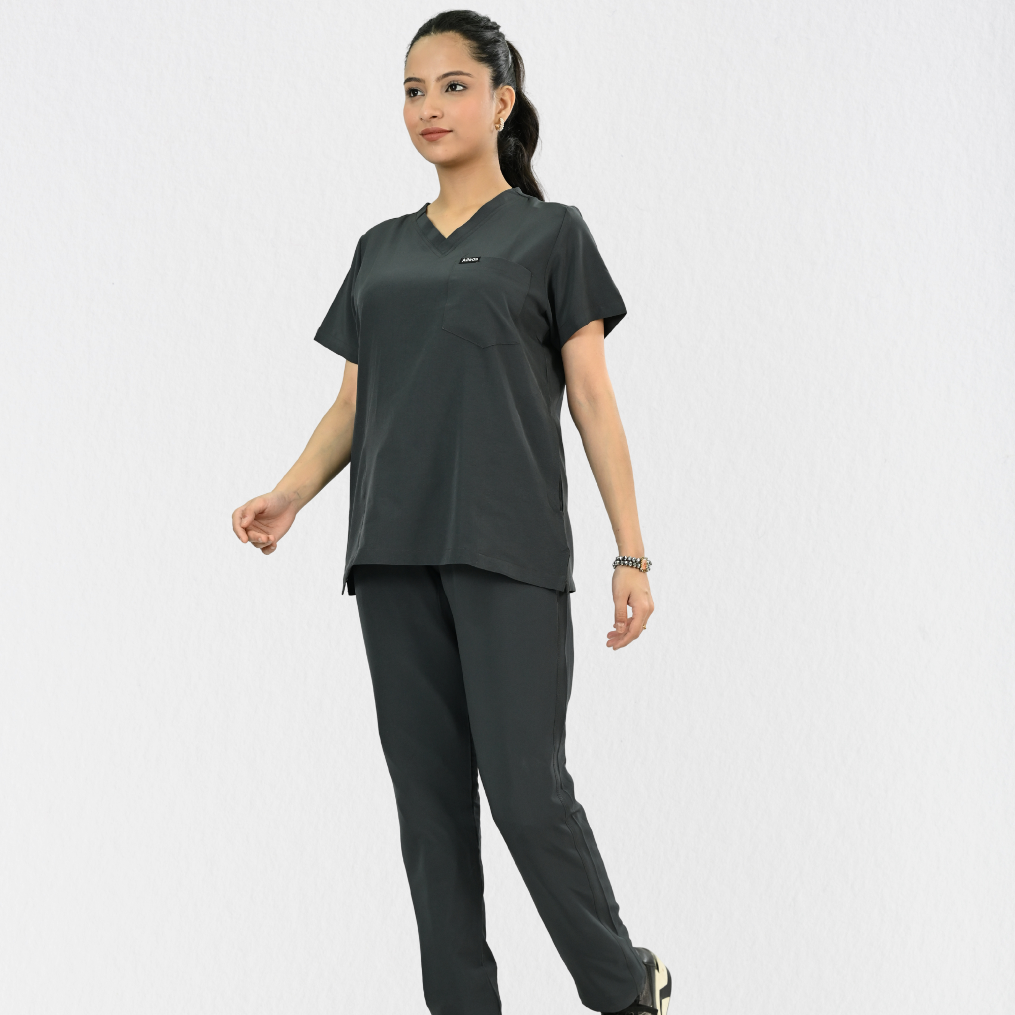 Women PrimaFlex 4 Way Stretch 5 Pocket Scrub Bottom - Slate Grey