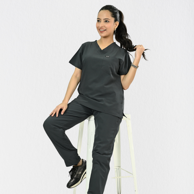 Women PrimaFlex 4 Way Stretch 5 Pocket Scrub Bottom - Slate Grey