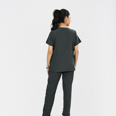 Women PrimaFlex 4 Way Stretch 8 Pocket V Neck Scrub Set - Slate Grey