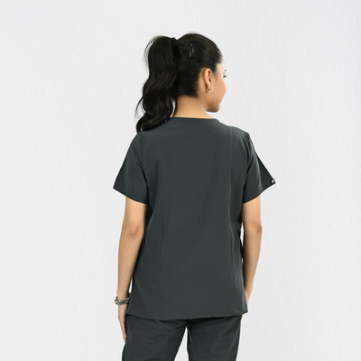 Women PrimaFlex 4 Way Stretch 3 Pocket Scrub Top - Slate Grey