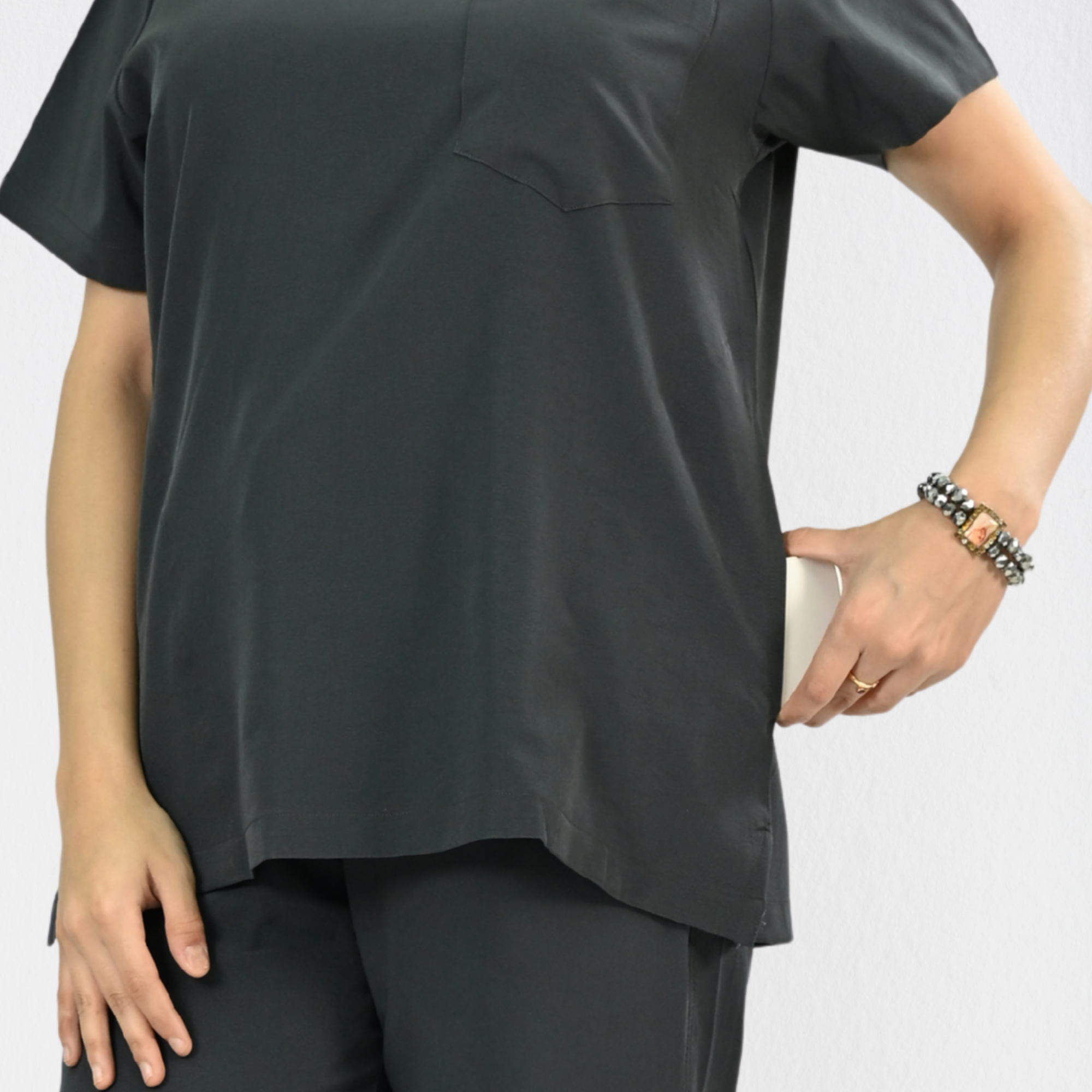 Women PrimaFlex 4 Way Stretch 3 Pocket Scrub Top - Slate Grey