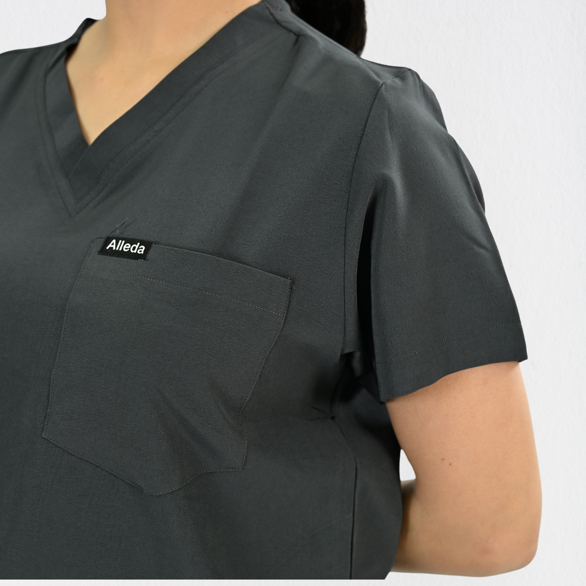 Women PrimaFlex 4 Way Stretch 3 Pocket Scrub Top - Slate Grey