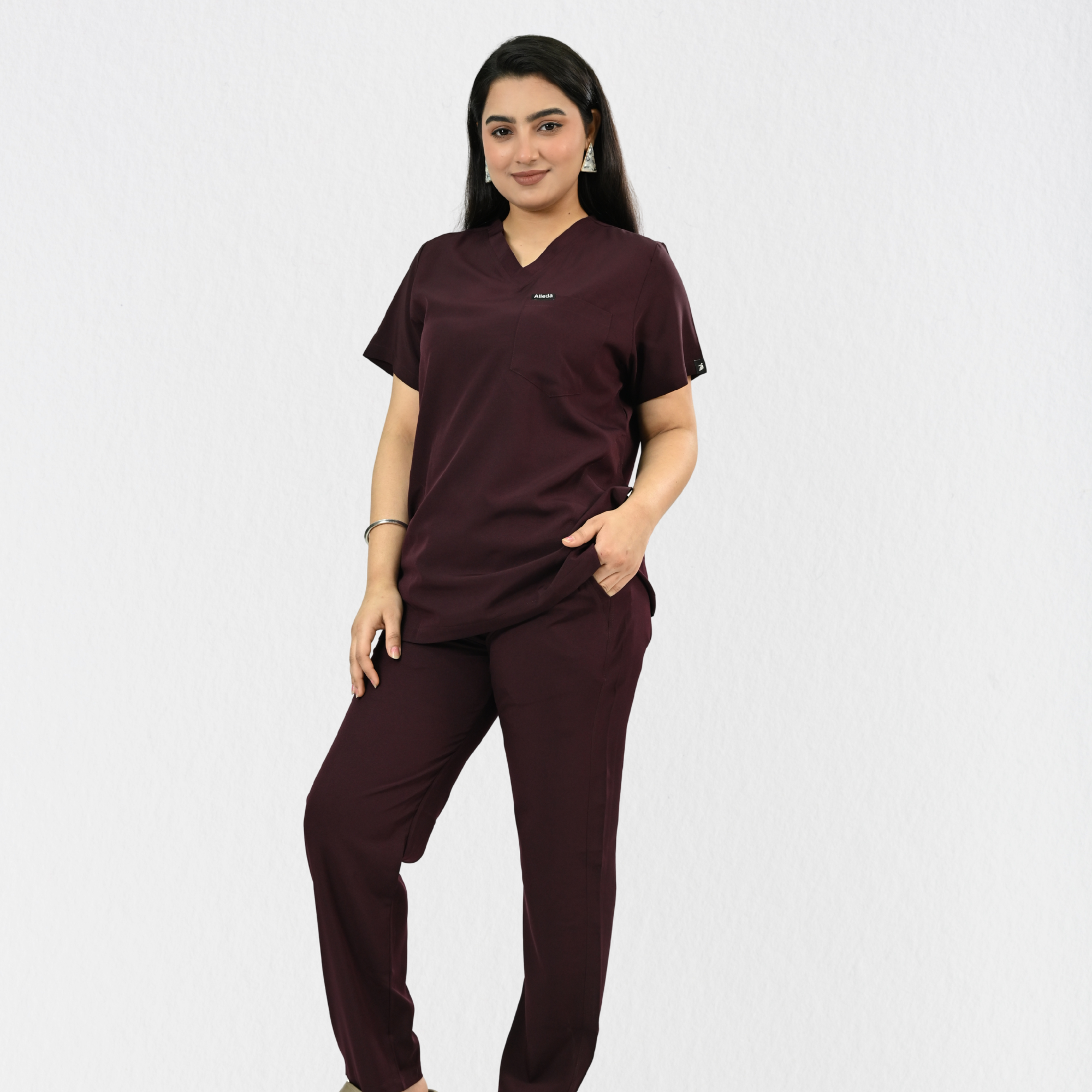 Women PrimaFlex 4 Way Stretch 5 Pocket Scrub Bottom - Wine